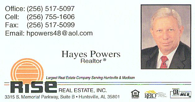Hayes Powers Real Estate Rise Estate Realtor Group Specialist for North Alabama