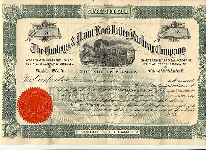 Gurley Record Newspaper January 21 1892 Memphis and Charleston Railway ...